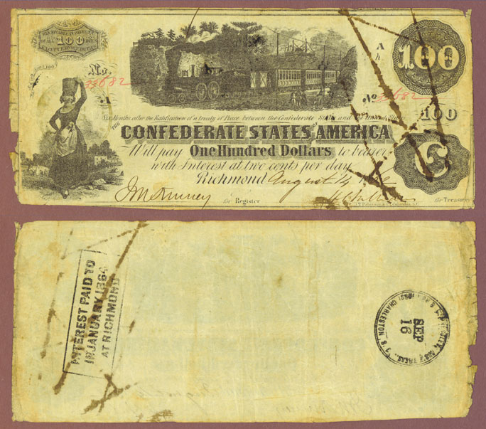 T-40 $100 1862 T-40 $100 1862 Confederate currency
