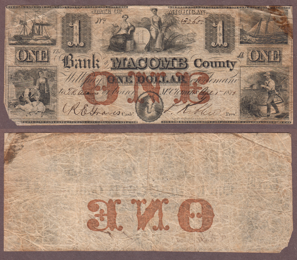 $1.00 Michigan - $1.00 US Obsolete Bank note