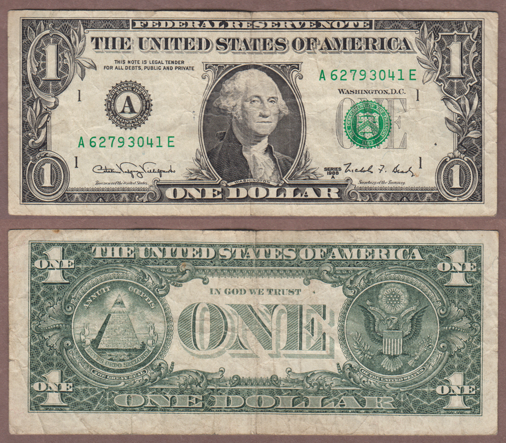 Small Size $1.00 Federal Reserve Note 1988-A - $1 FR-1917-A Web Note