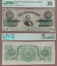T-50 $50 1862 PMG EF 35
