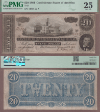 Confederate Currency T-67 T-67 $20 1864 PMG VF 25