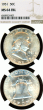 1951 50c NGC MS 64 FBL