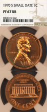 US Lincoln Cent 1970-S 1c Small Date Proof NGC PF 67 RB