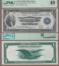 1918 $1.00 FR-717 Philadelphia PMG EF 40