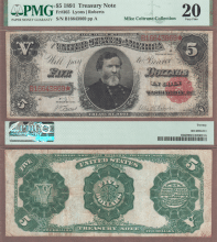 1891 - $5.00 FR-365 PMG VF 20
