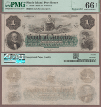 Rhode Island - $1.00 - 1860's PMG Gem Uncirculated 66 EPQ