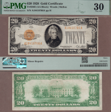 1928 - $20 FR-2402 PMG Very Fine 30 US Gold Certificate 