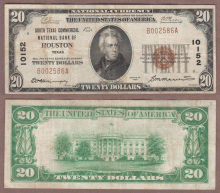 1929 $20.00 Type 1 FR-1802-1 "Houston Texas" Charter 10152