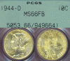 1944-D 10c PCGS MS-66FB