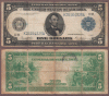 1914 $5.00 FR-887-A Dallas US large size federal reserve note